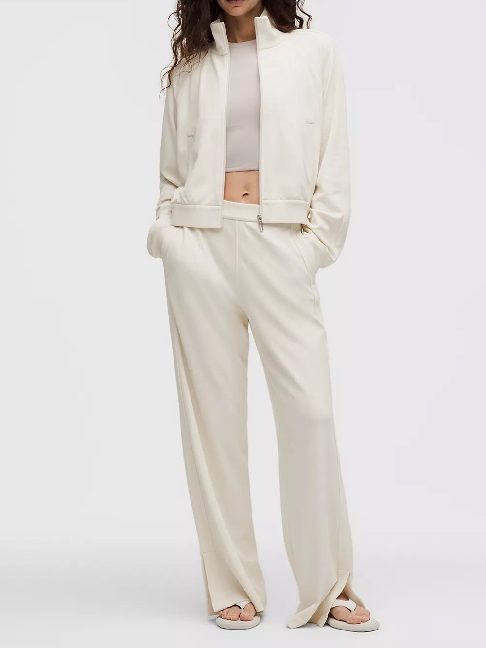 Lululemon Softstreme High-Rise Wide-Leg Pique Cream Wide-Leg Pants